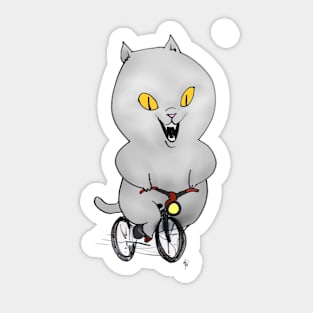 Cat on a Bicycle Sticker